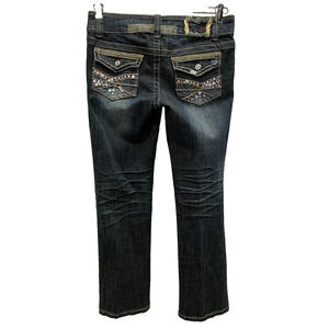 Hydraulic Jeans Womens Sz 7/8 Lowrise Straight Ankle Stretch Denim Whiskers Y2K